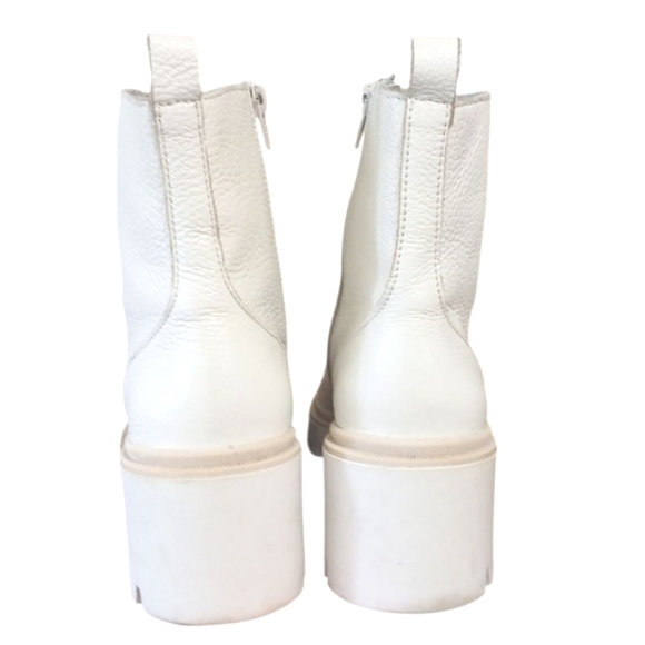 Antonio de Faria Lola Lug Sole Ankle Chelsea Cream Leather Combat Boots Size 8 - Picture 5 of 12